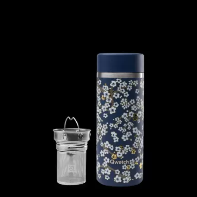 Garrafa de Chá Térmica Flowers Azul 400ml - Qwetch