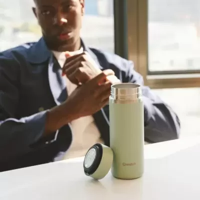 Garrafa de Chá Térmica Verde Tília 400ml - Qwetch