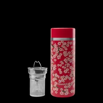 Garrafa de Chá Térmica Flowers Vermelha 400ml - Qwetch