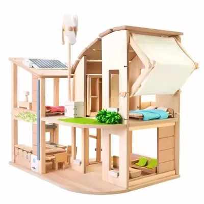Casa de Bonecas Verde com Mobília - Plantoys