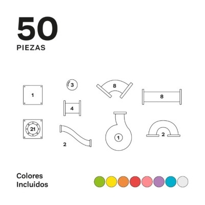 Ilustração de peças de brinquedos de construção coloridos e numerados