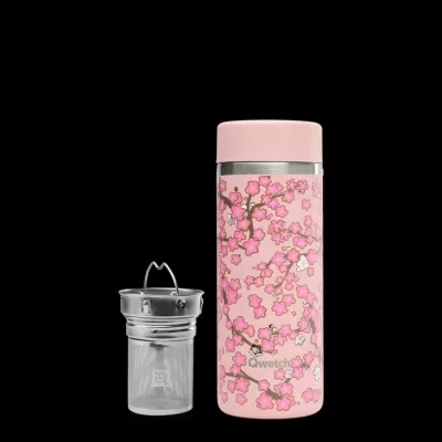 Garrafa de Chá Térmica Flowers Rosa 400ml - Qwetch
