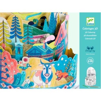 Kit de coloração 3D com imagem colorida de floresta e animais