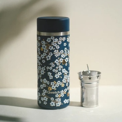 Garrafa de Chá Térmica Flowers Azul 400ml - Qwetch