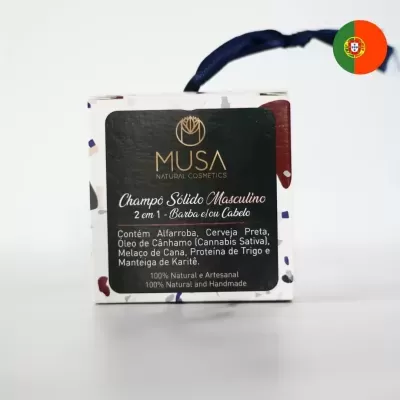 Champô Sólido Masculino 2 em 1 (barba e cabelo) - MUSA