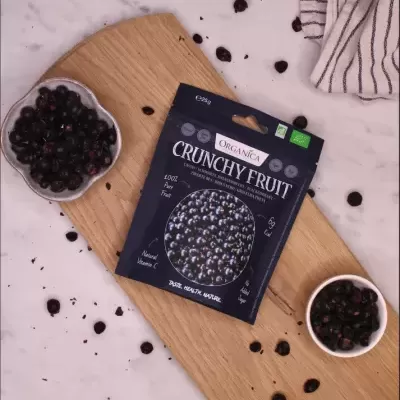 Groselhas Pretas Crocantes Liofilizadas Biológicas 25g - Organica