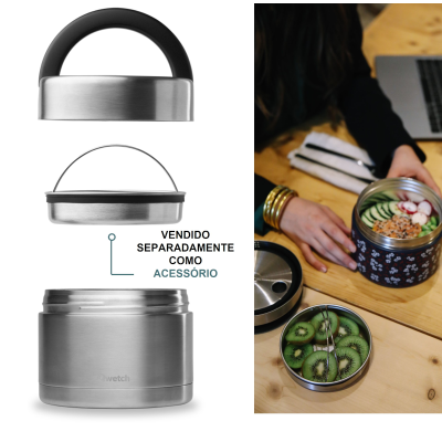 Marmita Isotérmica Rosa Pastel com pega (850ml) QWETCH