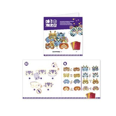 Kit para fazer máscaras decorativas com padrões animais e acessórios autocolantes