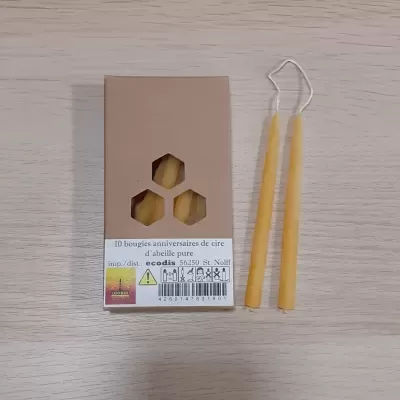 Velas de Aniversário de Cera de Abelha x 10