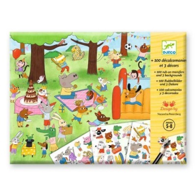 Hora da Festa! 100 Decalques e 3 Cenários - Djeco Arts & Crafts