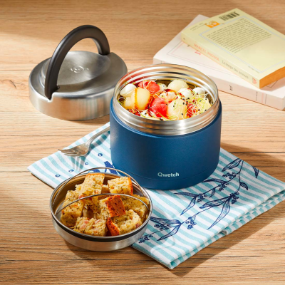 Marmita Isotérmica Granite Azul com pega (850ml) QWETCH