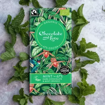 Chocolate Vegan BIO com Menta e 67% de Cacau 80g - Chocolate & Love