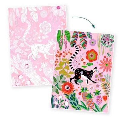 Capas decorativas com gatos e flores coloridas em fundo rosa