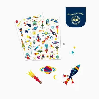 Tatuagens para Crianças - Odisseia no Espaço (brilha no escuro) - Djeco Arts & Crafts