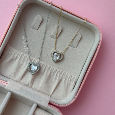 Colar Coração Duplo Brilhante