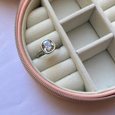 Anel Solitário Prateado