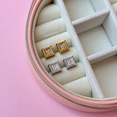 Brincos Quadrados Aço Inoxidável