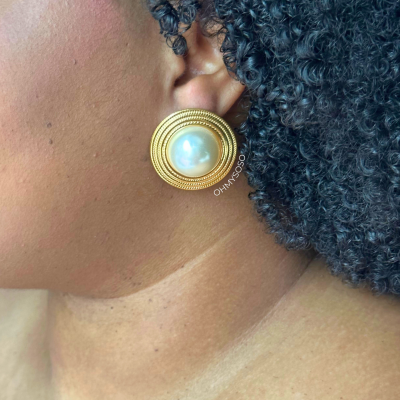 Brincos Redondos Pérola Aço Inoxidável