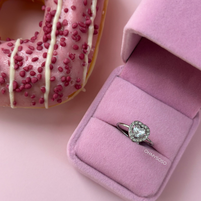 Anel Solitário Coração Brilhante