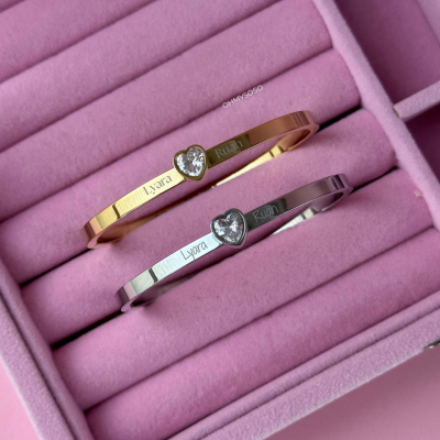 Pulseira Personalizada Coração Brilhante