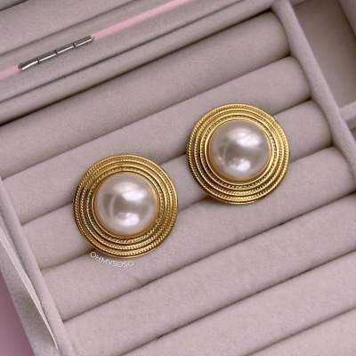 Brincos Redondos Pérola Aço Inoxidável