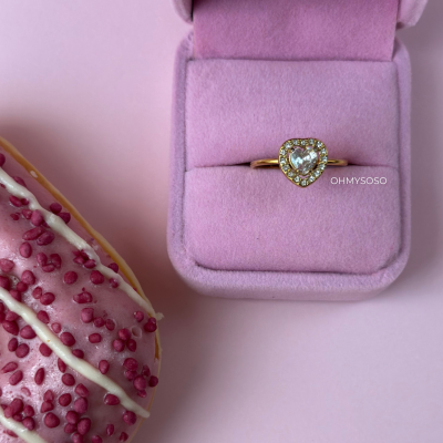 Anel Solitário Coração Brilhante