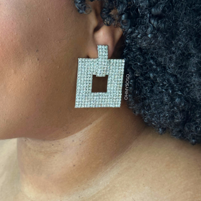 Brincos Brilhantes Quadrados XL