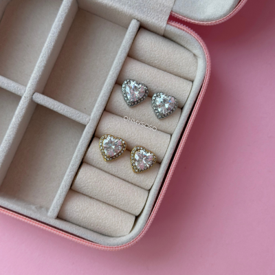 Brincos Coração Brilhantes