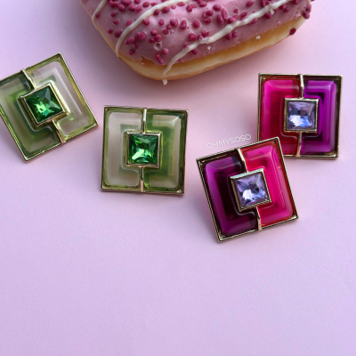 Brincos Quadrados Coloridos