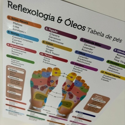 Cartaz pontos reflexologia e óleos essenciais