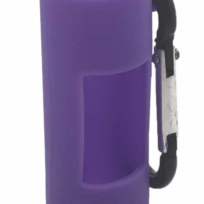 Porta-escova de dentes roxo com mosquetão preto e metal