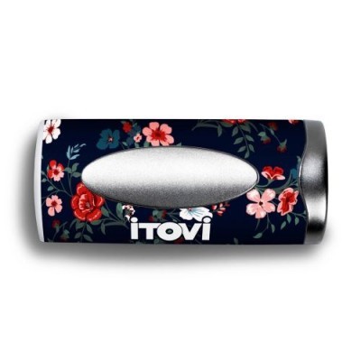 Dispositivo ITOVI com padrão floral colorido e corpo metálico prateado