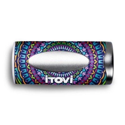 Dispositivo Itovi portátil colorido com padrão mandala e centro metálico prateado