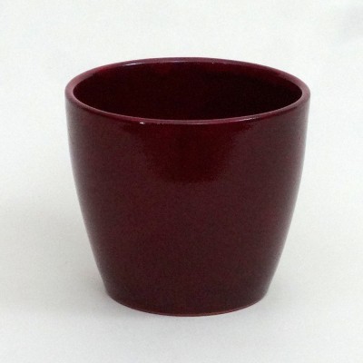 Vaso cerâmico bordô brilhante com formato cónico