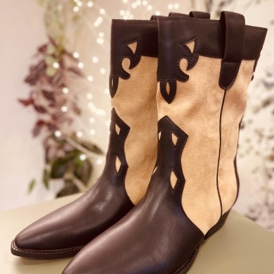 Bota Texana Bicolor Negro e Camel