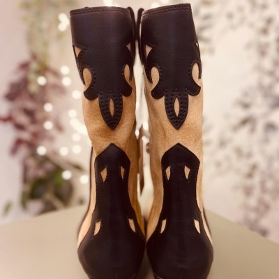 Bota Texana Bicolor Negro e Camel