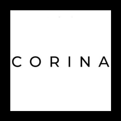 Texto CORINA em preto sobre fundo branco