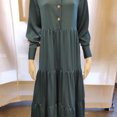 Vestido Acetinado Botões
