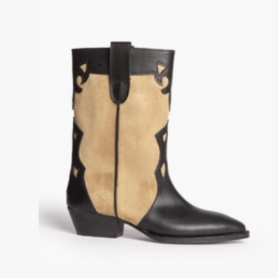 Bota Texana Bicolor Negro e Camel