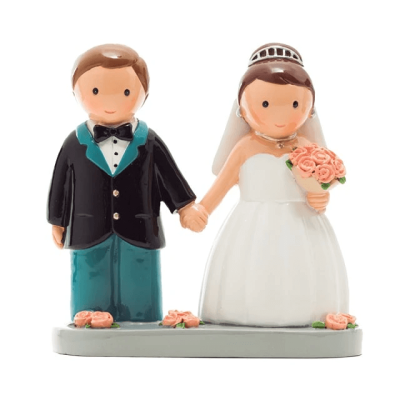 Casal de noivos com base (flores rosa)