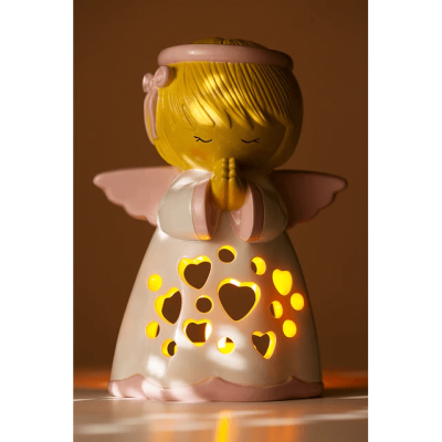 Anjo da Guarda Rosa para vela LED (12 cm)