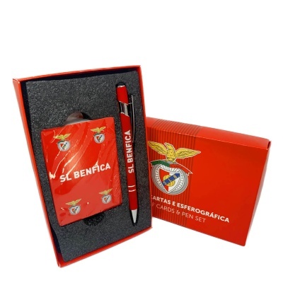Conjunto Baralho de Cartas e Esferográfica Benfica