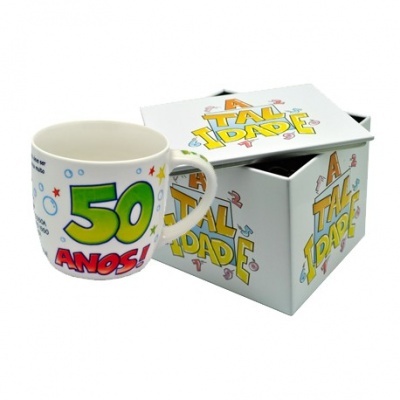 Caneca branca idade 50
