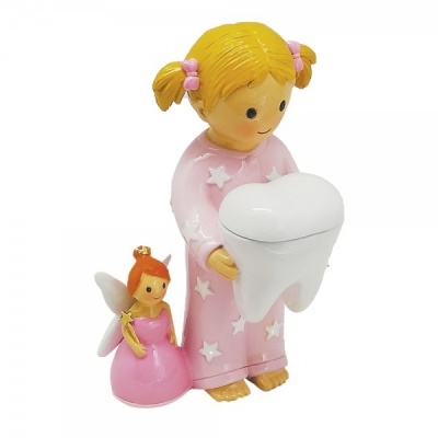 Fada dos dentes com menina rosa