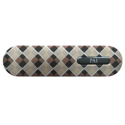 Estojo rígido para óculos xadrez bege castanho com etiqueta PAÍ