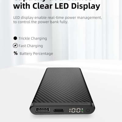 Powerbank K5 impermeável em carbono