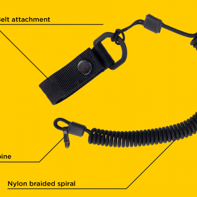 Spiral lanyard with a belt attachment