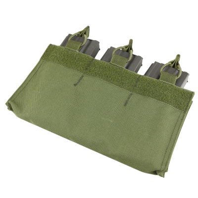 Porta-carregadores tático verde com três carregadores e velcro