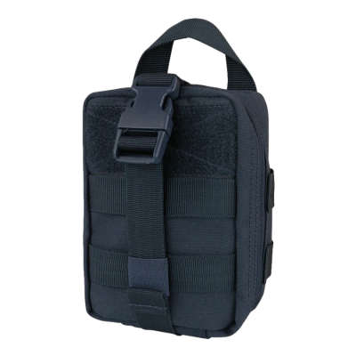 Bolsa tática preta de tecido com fecho de encaixe e velcro