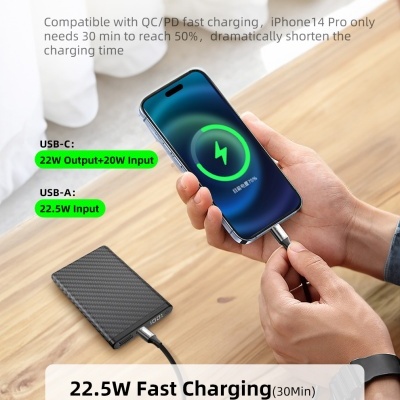 Powerbank K5 impermeável em carbono